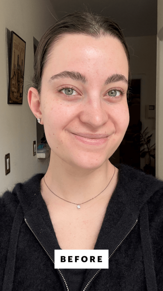 Felbin before applying the Manyo Pure Soybean Cleansing Milk